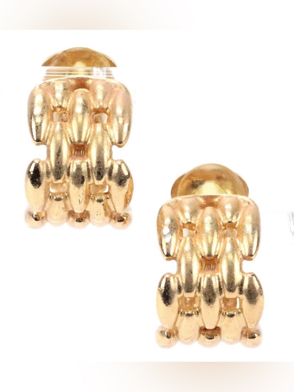 Vintage 1980s Christian Dior 18K Yellow Gold Plated Clip On Earrings